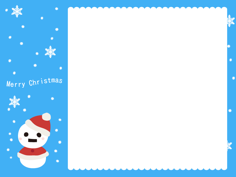 雪だるまサンタの青いクリスマスフレーム飾り枠イラスト 無料イラスト かわいいフリー素材集 フレームぽけっと
