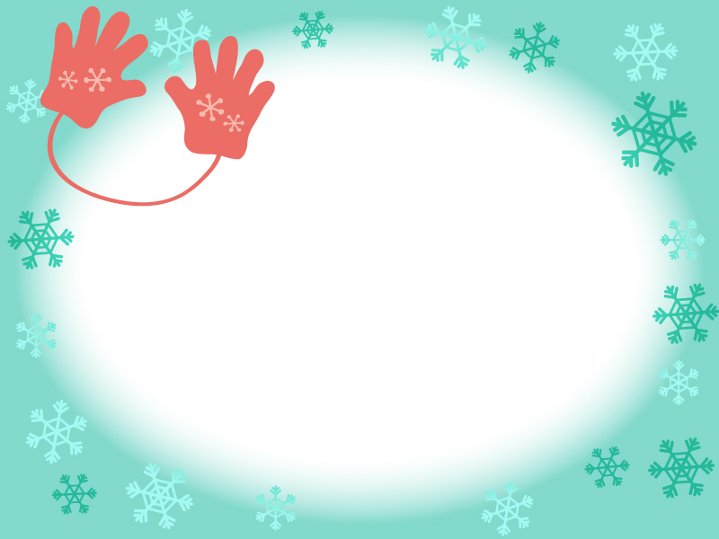 赤い手袋と雪の結晶の水色フレーム飾り枠イラスト 無料イラスト かわいいフリー素材集 フレームぽけっと