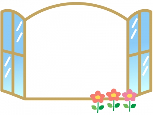 窓と花のフレーム飾り枠イラスト 無料イラスト かわいいフリー素材集