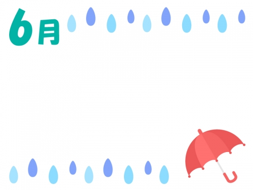 6月 梅雨のフレーム飾り枠イラスト 無料イラスト かわいいフリー