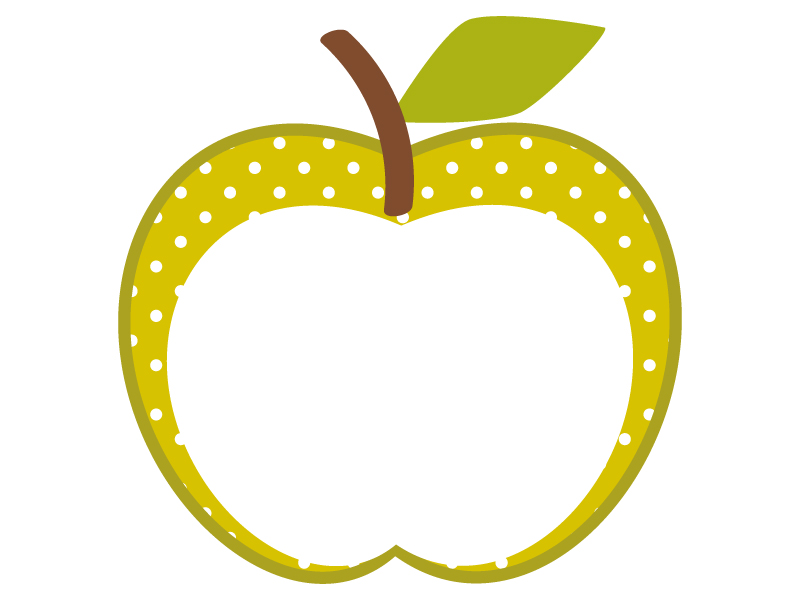 りんごの形 黄緑色 水玉模様 のフレーム飾り枠イラスト 無料イラスト かわいいフリー素材集 フレームぽけっと