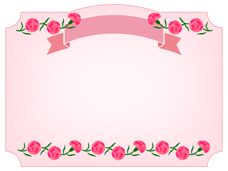 ピンクのカーネーションと見出し付きフレーム飾り枠イラスト 無料イラスト かわいいフリー素材集 フレームぽけっと