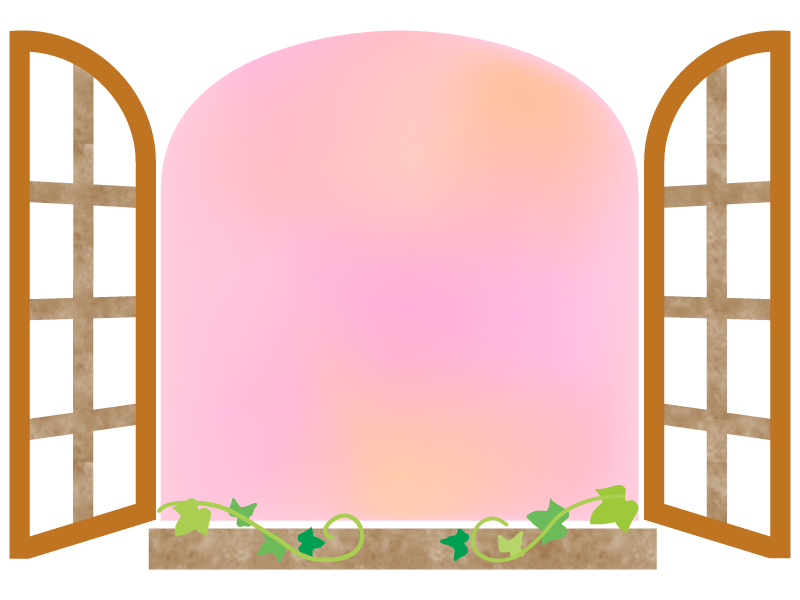 洋風のピンクの窓のフレーム飾り枠イラスト 無料イラスト かわいいフリー素材集 フレームぽけっと