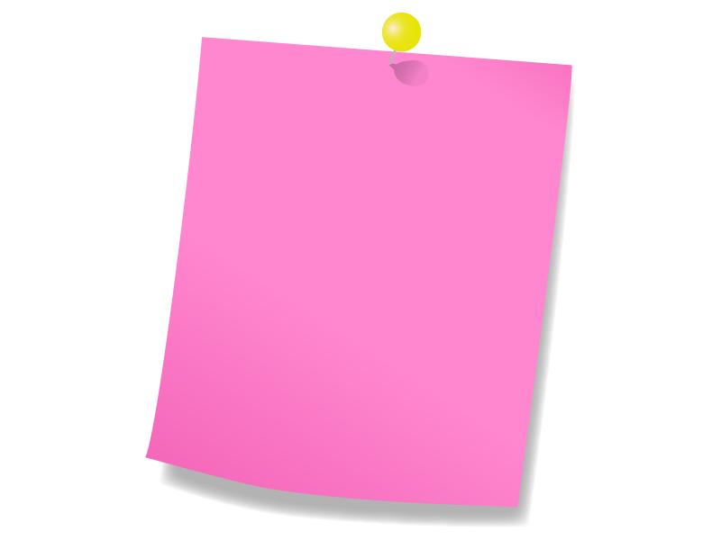 黄色のプッシュピンとピンクのメモ用紙のフレーム飾り枠イラスト 無料イラスト かわいいフリー素材集 フレームぽけっと