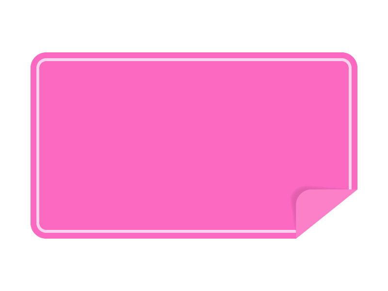 めくれたピンクの横長のシール ラベルのフレーム飾り枠イラスト 無料イラスト かわいいフリー素材集 フレームぽけっと