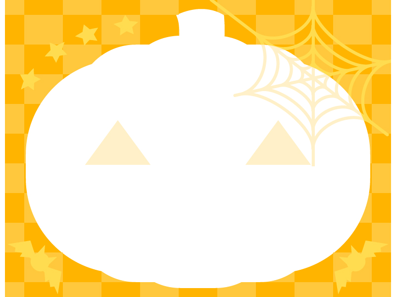 ハロウィン かぼちゃの形とチェック模様のフレーム飾り枠イラスト 無料イラスト かわいいフリー素材集 フレームぽけっと