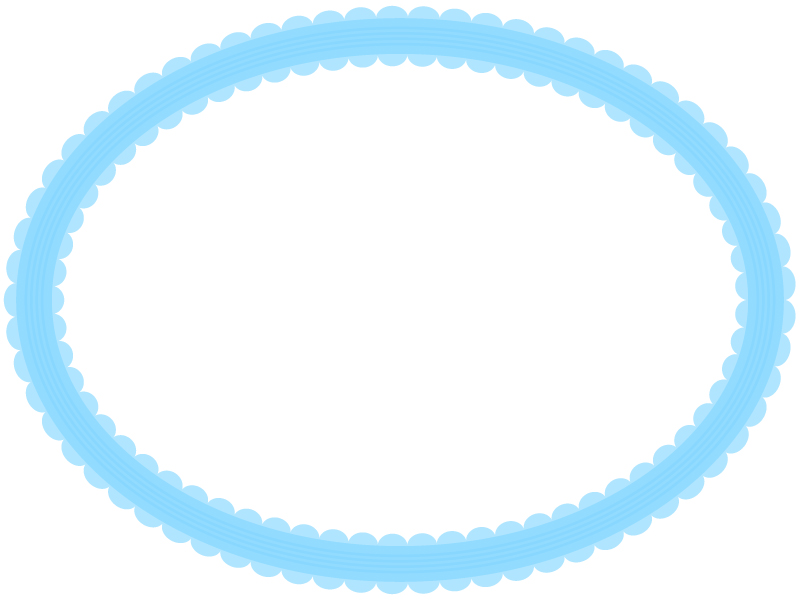 シンプルなレース模様 青 の楕円フレーム飾り枠イラスト 無料イラスト かわいいフリー素材集 フレームぽけっと