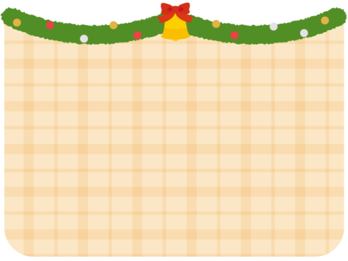 クリスマス飾りのチェック柄フレーム飾り枠イラスト